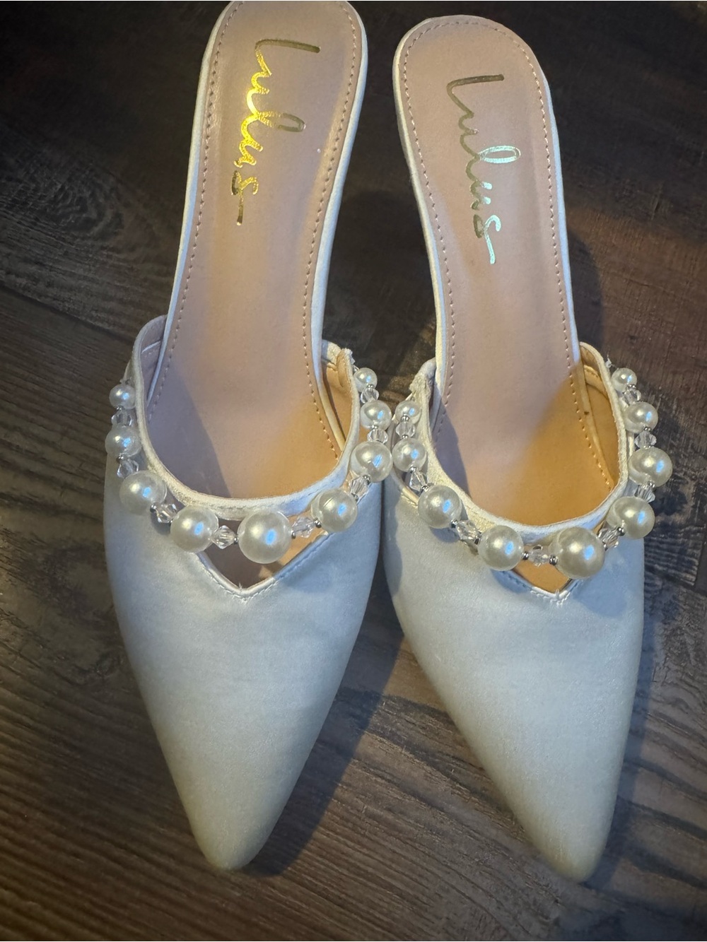 Lulus Daryll White Satin Pearl Pointed-Toe
Mule Pumps - Picture 4 of 12